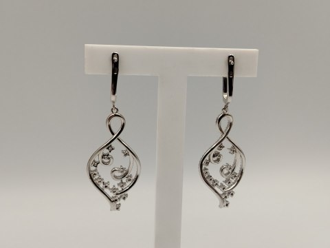 Piękne srebrne damskie kolczyki ażurowe cyrkonie srebro 925 biżuteria