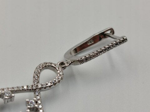 Piękne srebrne damskie kolczyki ażurowe cyrkonie srebro 925 biżuteria