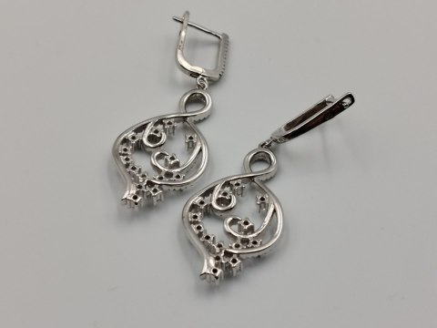 Piękne srebrne damskie kolczyki ażurowe cyrkonie srebro 925 biżuteria