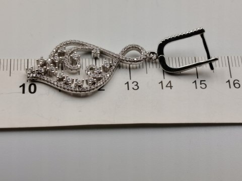 Piękne srebrne damskie kolczyki ażurowe cyrkonie srebro 925 biżuteria