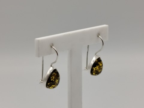 Piękne srebrne damskie kolczyki bigiel BURSZTYN srebro biżuteria VINTAGE