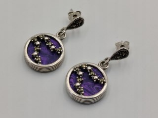 Piękne srebrne kolczyki damskie CZAROIT MARKAZYTY - srebro 925 biżuteria