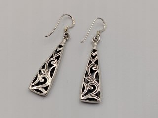 Piękne stare srebrne damskie kolczyki ażurowe srebro 925 biżuteria VINTAGE