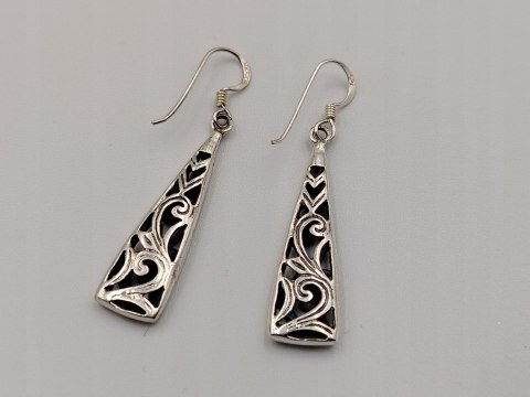 Piękne stare srebrne damskie kolczyki ażurowe srebro 925 biżuteria VINTAGE