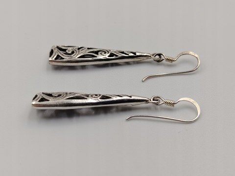 Piękne stare srebrne damskie kolczyki ażurowe srebro 925 biżuteria VINTAGE