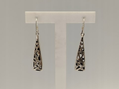 Piękne stare srebrne damskie kolczyki ażurowe srebro 925 biżuteria VINTAGE