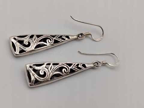 Piękne stare srebrne damskie kolczyki ażurowe srebro 925 biżuteria VINTAGE