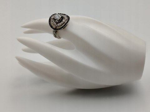 Piękny srebrny damski ażurowy pierścionek CYRKONIE r.15 srebro biżuteria