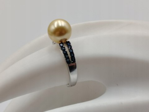 Piękny srebrny damski pierścionek PERŁA+CYRKONIE r.17 srebro 925 biżuteria