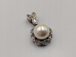 Piękny srebrny damski wisiorek/zawieszka PERŁA CYRKONIE biżuteria VINTAGE