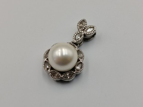 Piękny srebrny damski wisiorek/zawieszka PERŁA CYRKONIE biżuteria VINTAGE