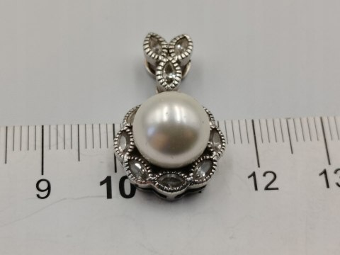 Piękny srebrny damski wisiorek/zawieszka PERŁA CYRKONIE biżuteria VINTAGE