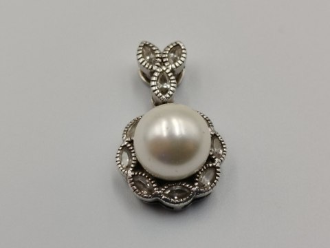 Piękny srebrny damski wisiorek/zawieszka PERŁA CYRKONIE biżuteria VINTAGE