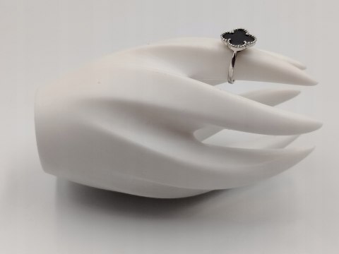 Piękny srebrny pierścionek ONYKS CZARNY KONICZYNA r. 9 srebro 925 biżuteria