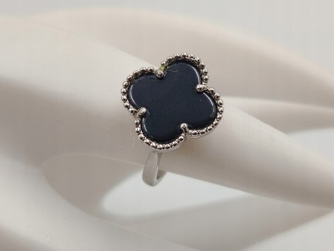 Piękny srebrny pierścionek ONYKS CZARNY KONICZYNA r. 9 srebro 925 biżuteria