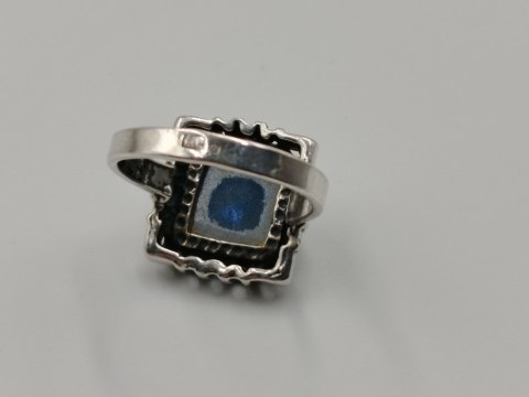 Piękny stary damski srebrny pierścionek HEMATYT srebro 925 r.16 VINTAGE