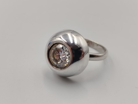 Piękny stary damski srebrny pierścionek KOPUŁKA CYRKONIA r.19 VINTAGE