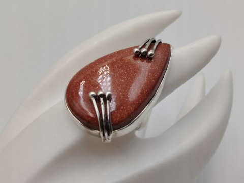 Piękny stary srebrny damski pierścionek PIASEK PUSTYNI r.17 srebro VINTAGE