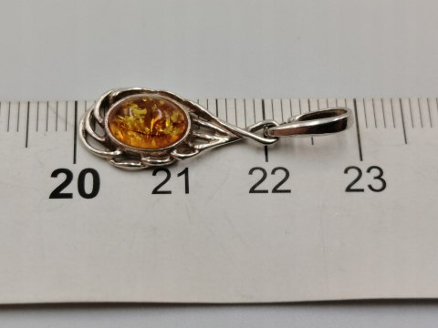 Piękny stary srebrny damski wisiorek/zawieszka BURSZTYN biżuteria VINTAGE