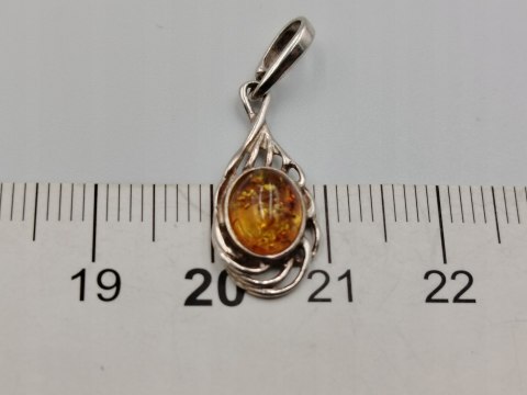 Piękny stary srebrny damski wisiorek/zawieszka BURSZTYN biżuteria VINTAGE