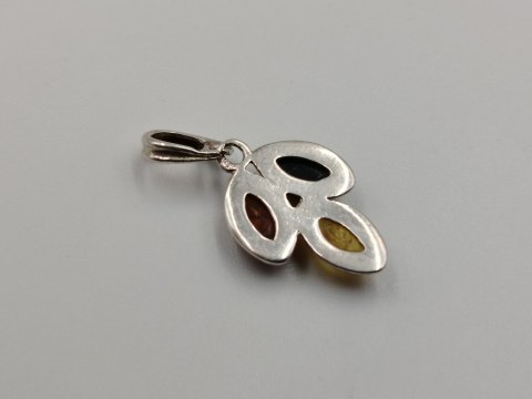 Piękny stary srebrny damski wisiorek/zawieszka bursztyn biżuteria VINTAGE