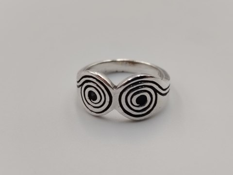 Piękny stary srebrny pierścionek celtycki SPIRALA r. 14 srebro biżuteria