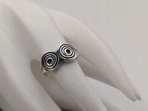 Piękny stary srebrny pierścionek celtycki SPIRALA r. 14 srebro biżuteria