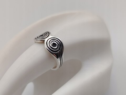 Piękny stary srebrny pierścionek celtycki SPIRALA r. 14 srebro biżuteria