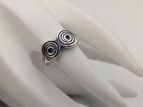 Piękny stary srebrny pierścionek celtycki SPIRALA r. 14 srebro biżuteria