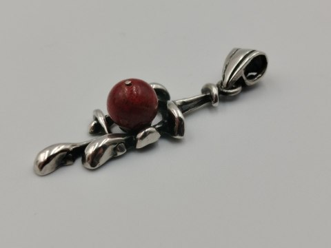 Piękny stary srebrny wisiorek/zawieszka KORAL srebro biżuteria VINTAGE