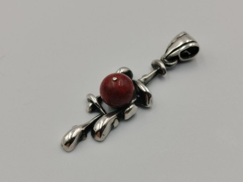 Piękny stary srebrny wisiorek/zawieszka KORAL srebro biżuteria VINTAGE