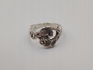 Stary piękny srebrny damski pierścionek LADY r.9 srebro biżuteria VINTAGE