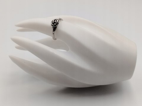 Stary piękny srebrny damski pierścionek RÓŻA r.16 srebro biżuteria VINTAGE