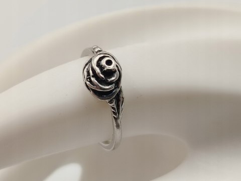 Stary piękny srebrny damski pierścionek RÓŻA r.16 srebro biżuteria VINTAGE