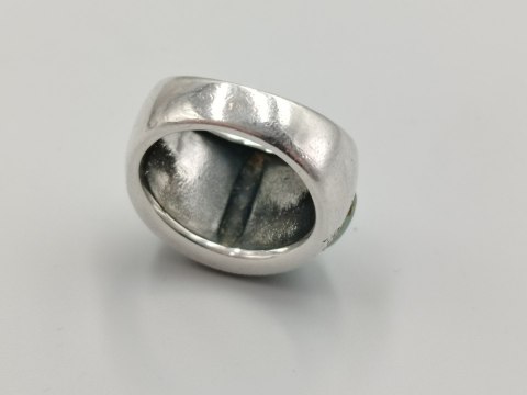 Stary piękny srebrny pierścionek JADEIT MARKAZYTY r. 11 biżuteria VINTAGE