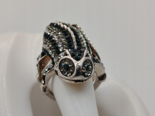 Stary piękny srebrny pierścionek KAMELEON CYRKONIE r. 19 srebro 925 VINTAGE