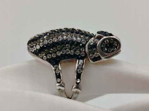 Stary piękny srebrny pierścionek KAMELEON CYRKONIE r. 19 srebro 925 VINTAGE