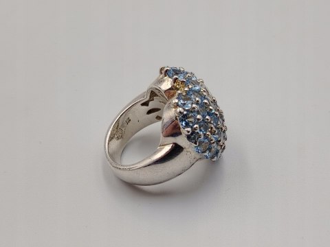 Stary piękny srebrny pierścionek SERCE cyrkonie r. 13 VINTAGE biżuteria