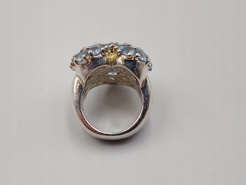 Stary piękny srebrny pierścionek SERCE cyrkonie r. 13 VINTAGE biżuteria