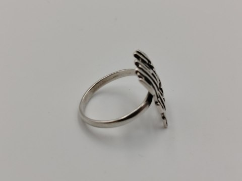 Stary srebrny ażurowy modernistyczny pierścionek r.17 biżuteria VINTAGE