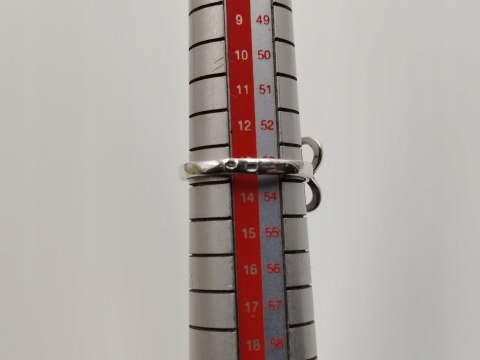 Stary srebrny damski pierścionek ażurowy MASA PERŁOWA KWIAT r. 13 biżuteria