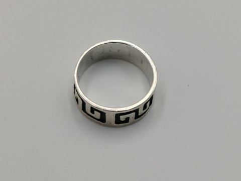 Stary srebrny damski pierścionek/obrączka wzór GRECKI r.7/8 srebro VINTAGE