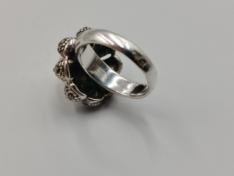 Stary srebrny pierścionek PERŁA MARKAZYTY r.14 srebro 925 VINTAGE biżuteria