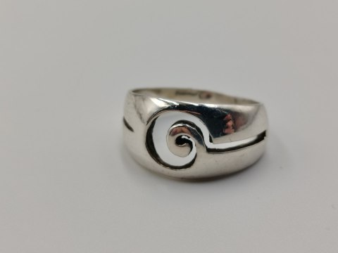 Stary srebrny pierścionek/obrączka ażurowa ŚLIMAK r. 11 srebro VINTAGE