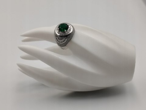 Bajeczny srebrny damski pierścionek CYRKONIE r. 23 srebro 925 biżuteria