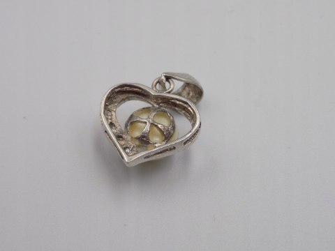 Piękny srebrny damski wisiorek/zawieszka SERCE PERŁA biżuteria VINTAGE