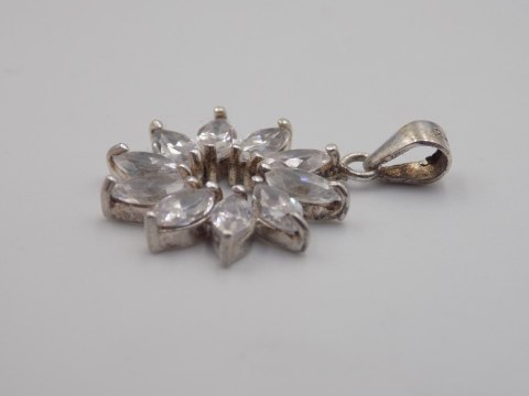 Piękny srebrny wisiorek/zawieszka KWIAT CYRKONIE srebro biżuteria VINTAGE