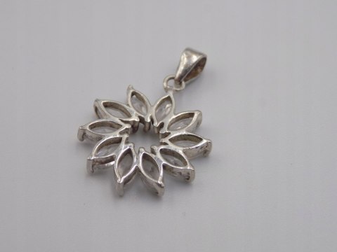 Piękny srebrny wisiorek/zawieszka KWIAT CYRKONIE srebro biżuteria VINTAGE
