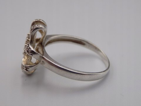 Piękny stary srebrny damski pierścionek CYRKONIE roz. 17 biżuteria VINTAGE