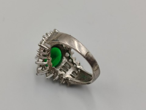 Piękny stary srebrny damski pierścionek THAILAND cyrkonie r.17/18 biżuteria